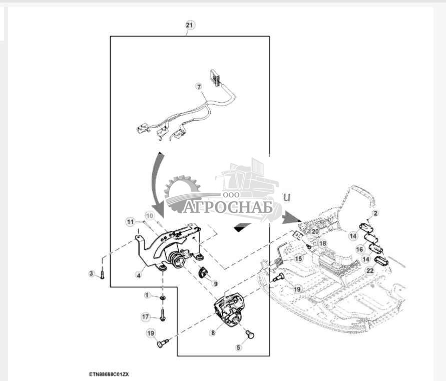 Механизм управления многофункционального рычага с датчиком 